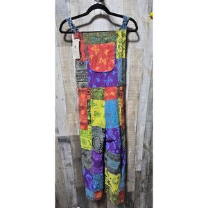Himalaya Handmade Boho Hippie Indie Butterfly Patchwork Jumpsuit Overalls NWT